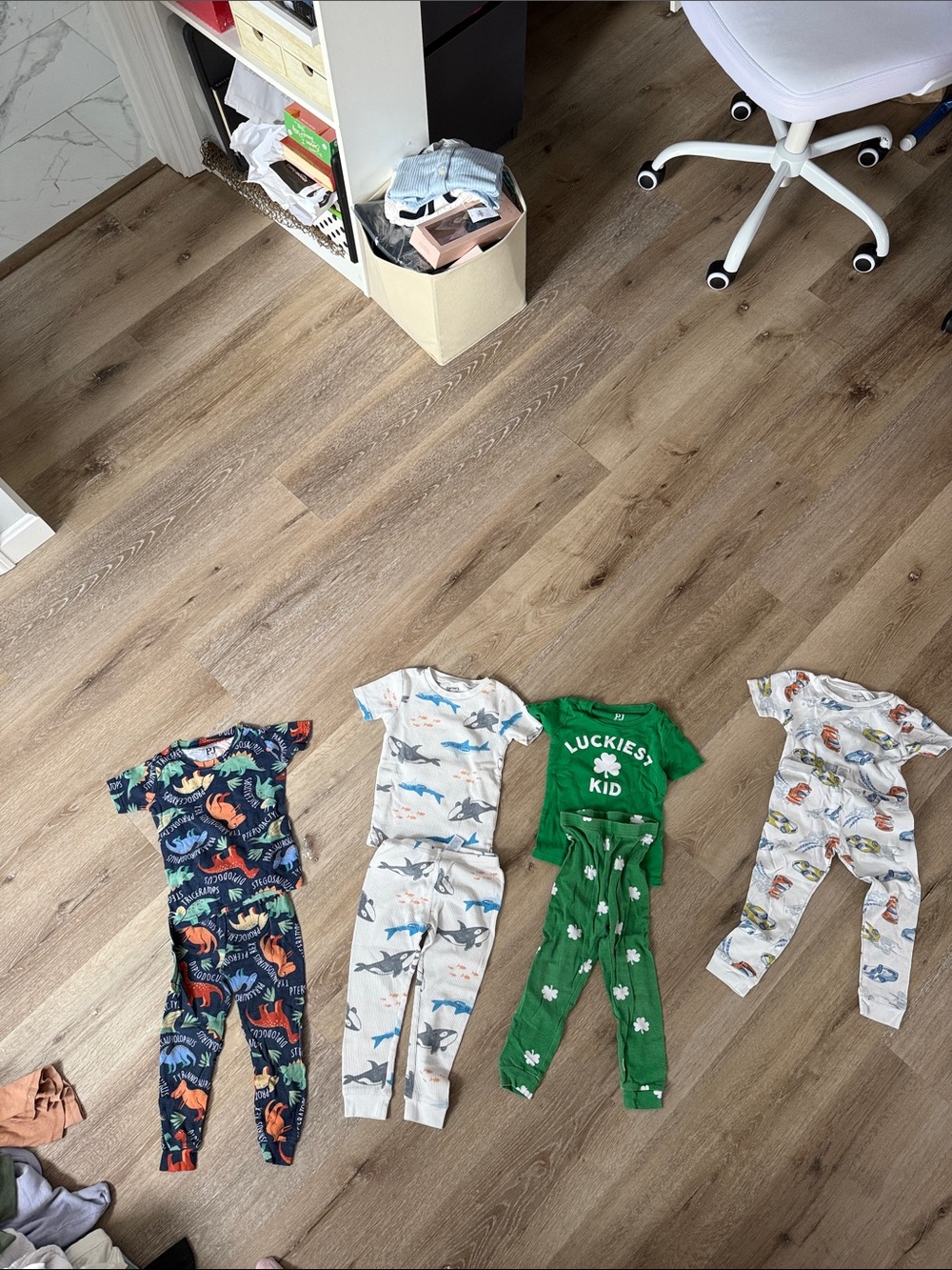 Carter's Boys 4-Pack Mixed Color Pajama Sets - Navy, White, Green, Light Gray